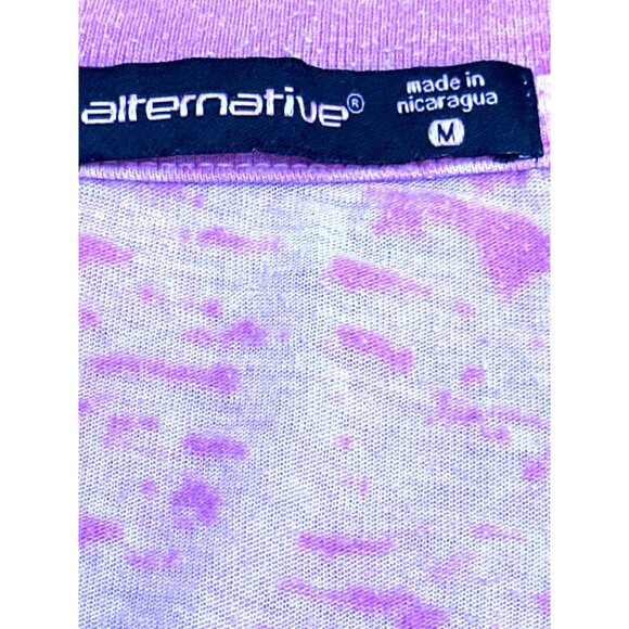 Alternative Soft Sheer Short Sleeve T Shirt Tie Dye Pink V Neck Size Med Cotton - Picture 6 of 8
